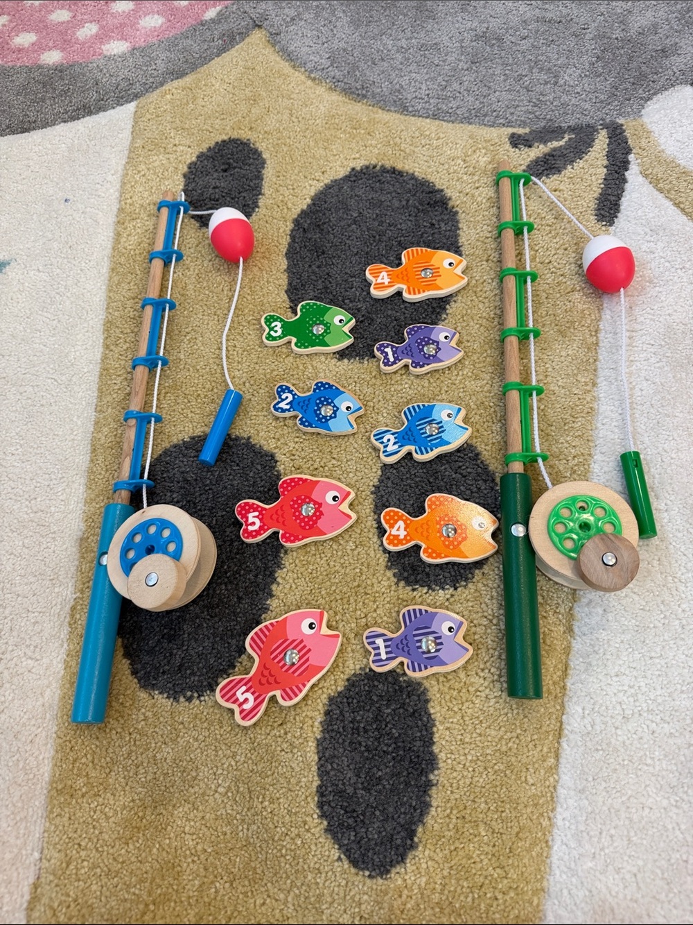 Wooden Magnetic Fishing Game - Bright Multicolor Fish & Rods
